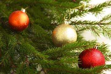 Obraz na płótnie Canvas Christmas composition with gift box and decorations