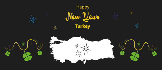 Happy New Year illustration theme with map of Turkey