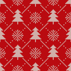 Winter Holiday Seamless Knitting Pattern with a Christmas Trees