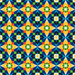 Obraz premium Geometric colorful mosaic pattern with blue and yellow. Vector illustration