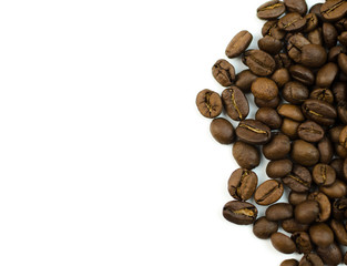 Coffee beans on a white background