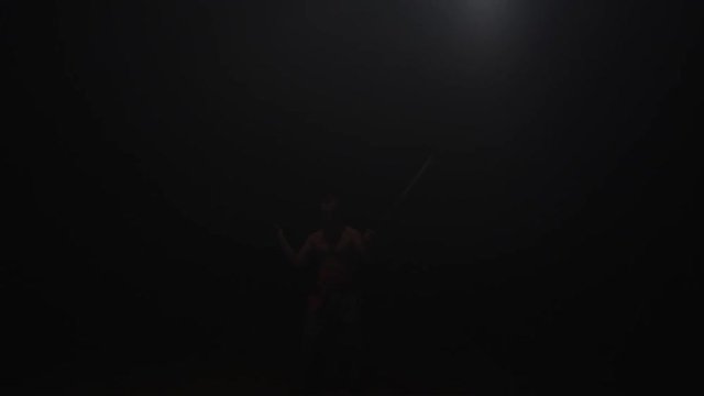 Martial Arts Dance Cossacks Choreography With a Swards Slow Motion