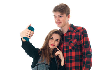 stylish couple in love in studio