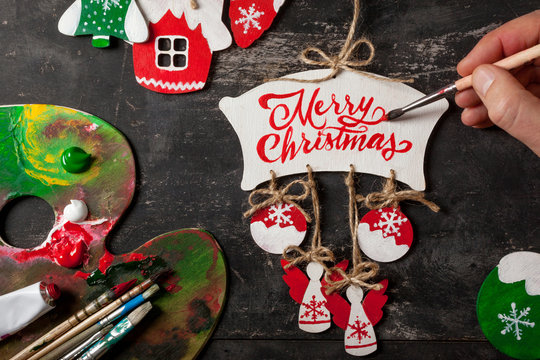 Hand painting Christmas decorations