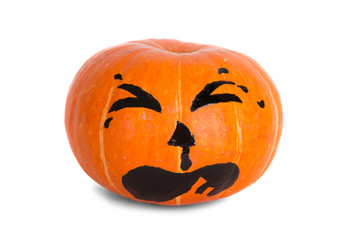 Funny Jack-o-lantern pumpkin on white background
