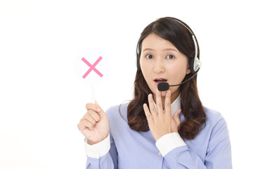 驚いた表情のオペレーター