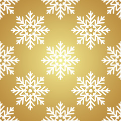 White snowflakes on Golden background seamless pattern for continuous replicate