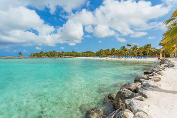 Flamingo beach at Aruba island