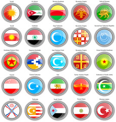 Set of icons. Flags of the Asia. 3D.