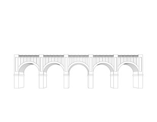 Bridge. Isolated on white background. Vector outline illustratio