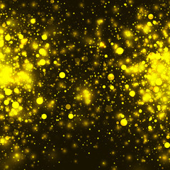 Fototapeta na wymiar Vector gold glowing light glitter background. Christmas golden magic lights background. Star burst with sparkles on black background