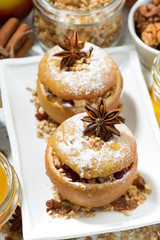 delicious baked stuffed apples, top view
