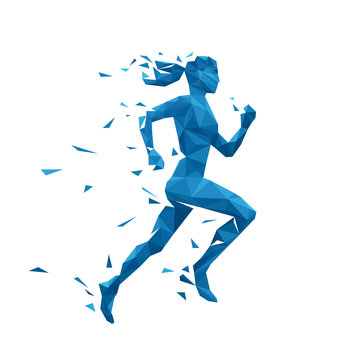 Active running woman vector illustration. Energy jogging design