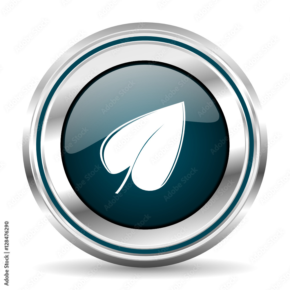 Poster Nature vector icon. Chrome border round web button. Silver metallic pushbutton.