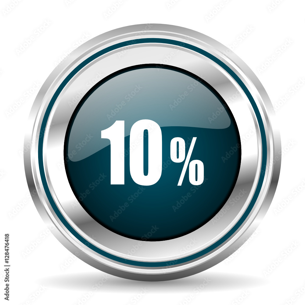 Fototapete 10 percent vector icon. chrome border round web button. silver metallic pushbutton.
