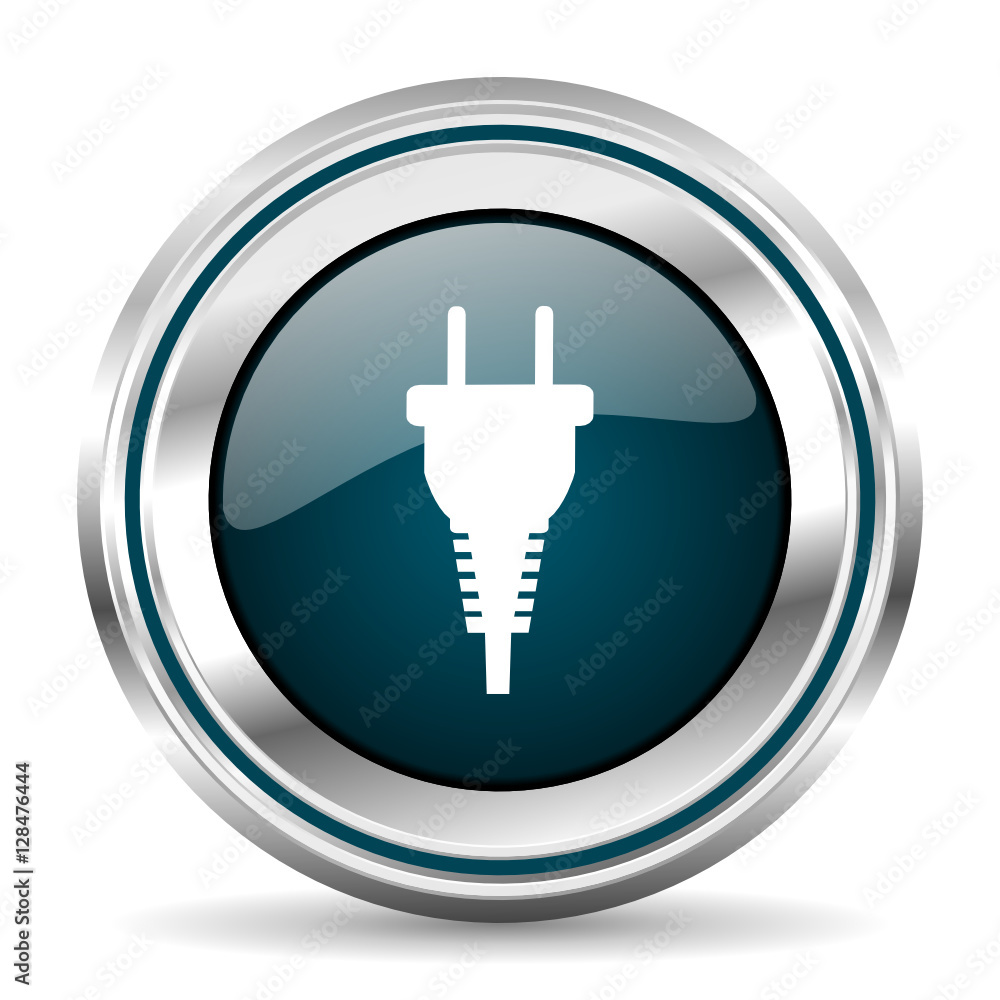 Poster Electricity vector icon. Chrome border round web button. Silver metallic pushbutton.
