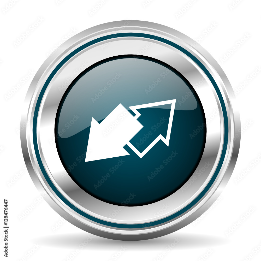 Poster Exchange vector icon. Chrome border round web button. Silver metallic pushbutton.