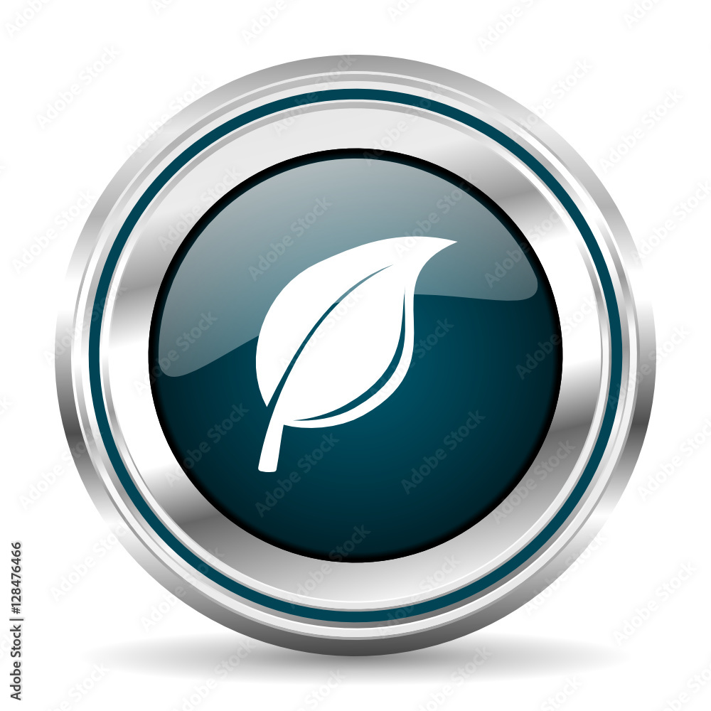 Fototapete Nature vector icon. Chrome border round web button. Silver metallic pushbutton.