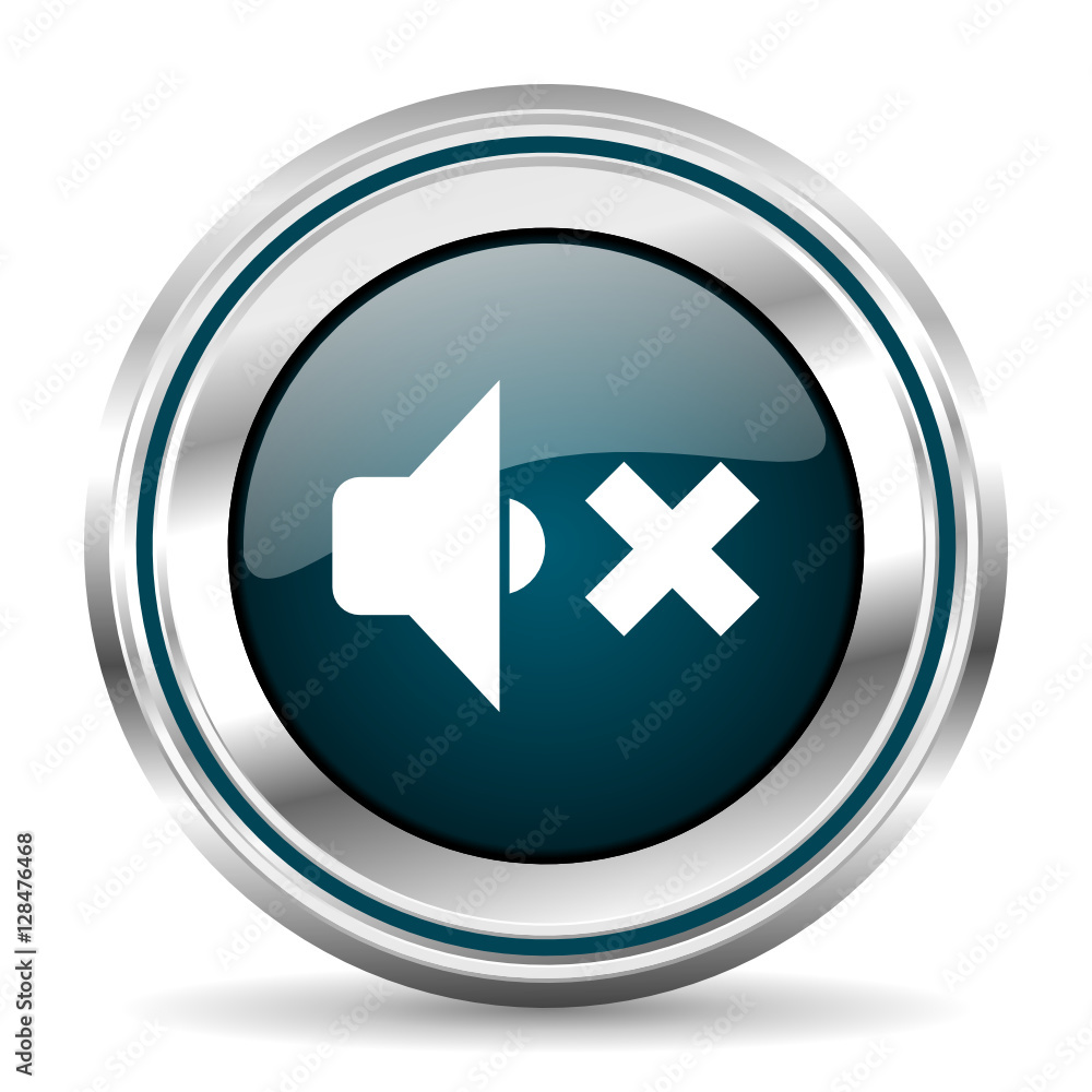 Fototapete Audio vector icon. Chrome border round web button. Silver metallic pushbutton.