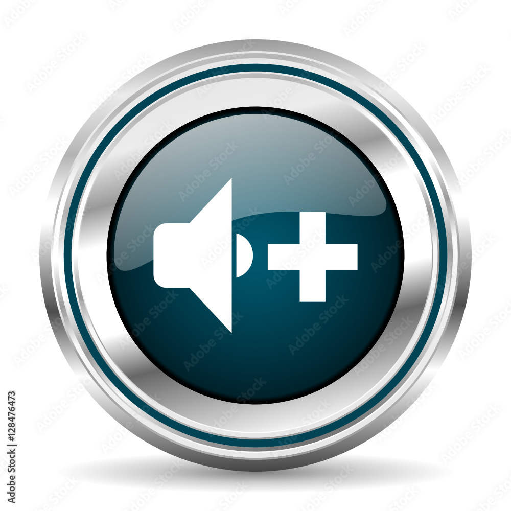 Fototapete Audio vector icon. Chrome border round web button. Silver metallic pushbutton.