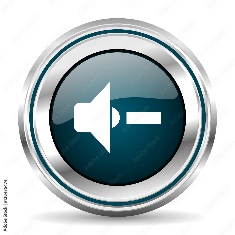 Poster audio vector icon. chrome border round web button. silver metallic pushbutton.