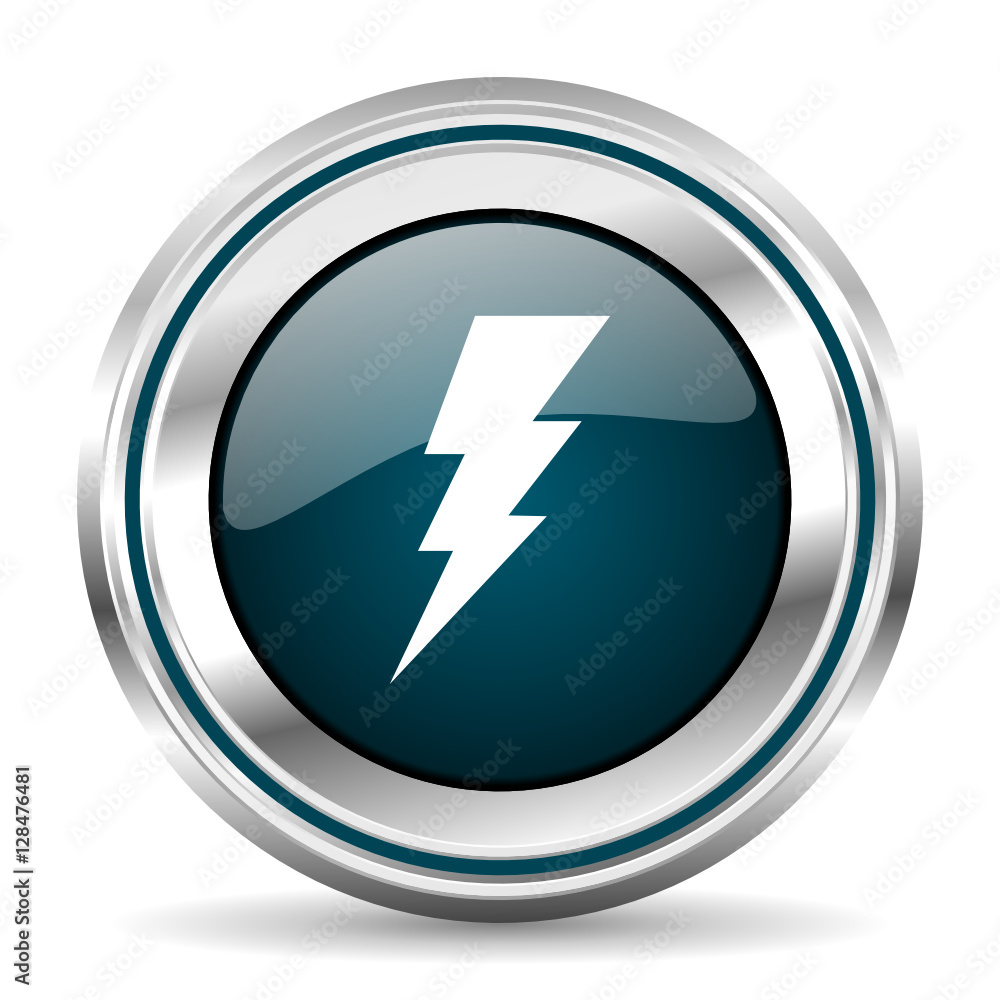 Leinwandbilder bolt vector icon. chrome border round web button. silver metallic pushbutton.