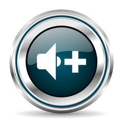 Fototapeta premium Audio vector icon. Chrome border round web button. Silver metallic pushbutton.