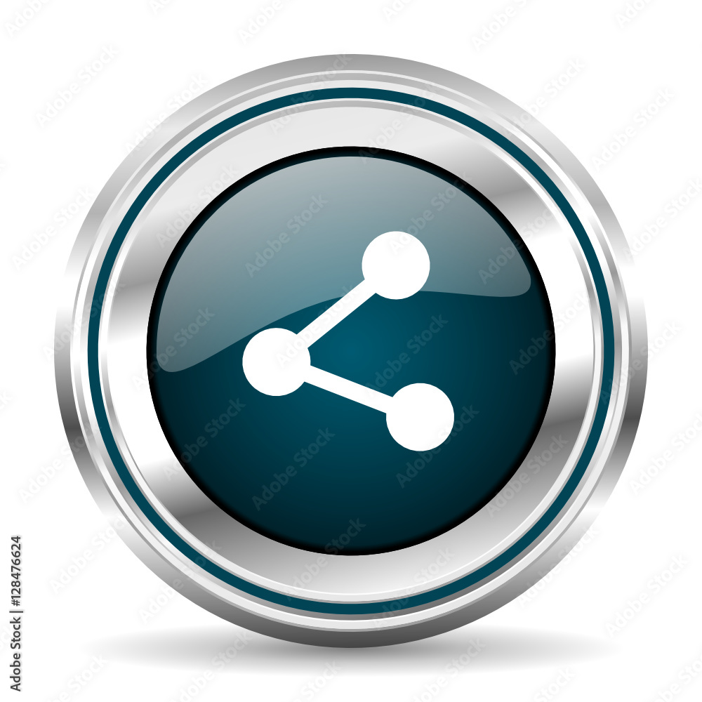 Fototapete Share vector icon. Chrome border round web button. Silver metallic pushbutton.