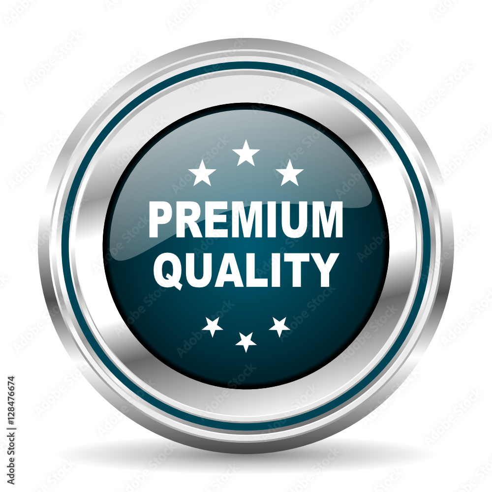 Aufkleber Premium quality vector icon. Chrome border round web button. Silver metallic pushbutton.