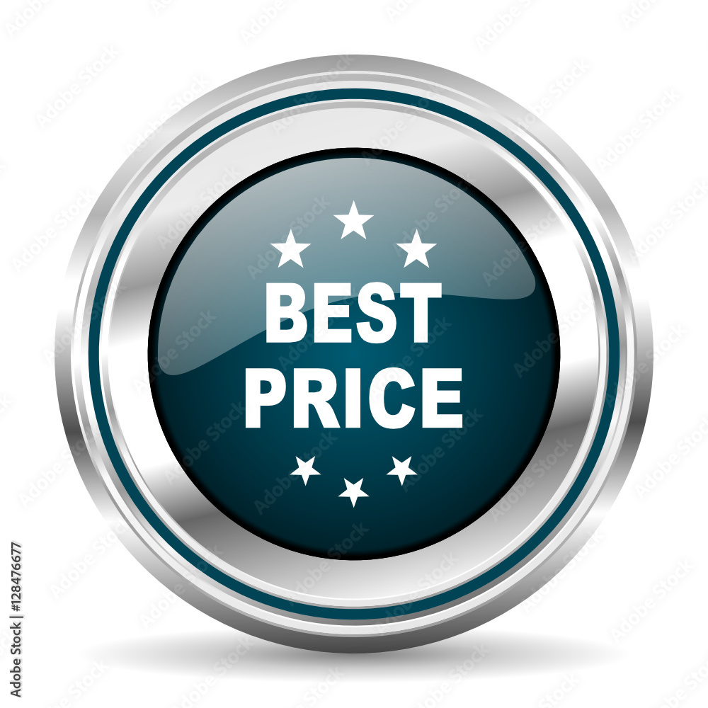 Aufkleber best price vector icon. chrome border round web button. silver metallic pushbutton.