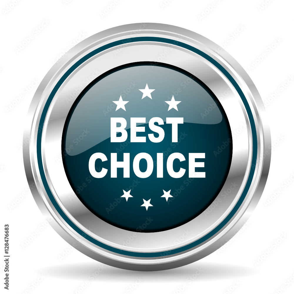 Aufkleber best choice vector icon. chrome border round web button. silver metallic pushbutton.