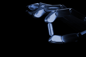3d illustration robot hand keeps pill on a dark background