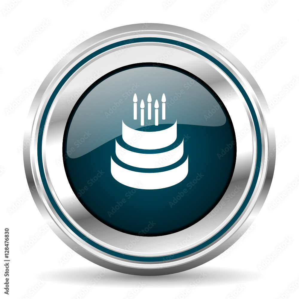 Aufkleber Vector icon. Chrome border round web button. Silver metallic pushbutton.