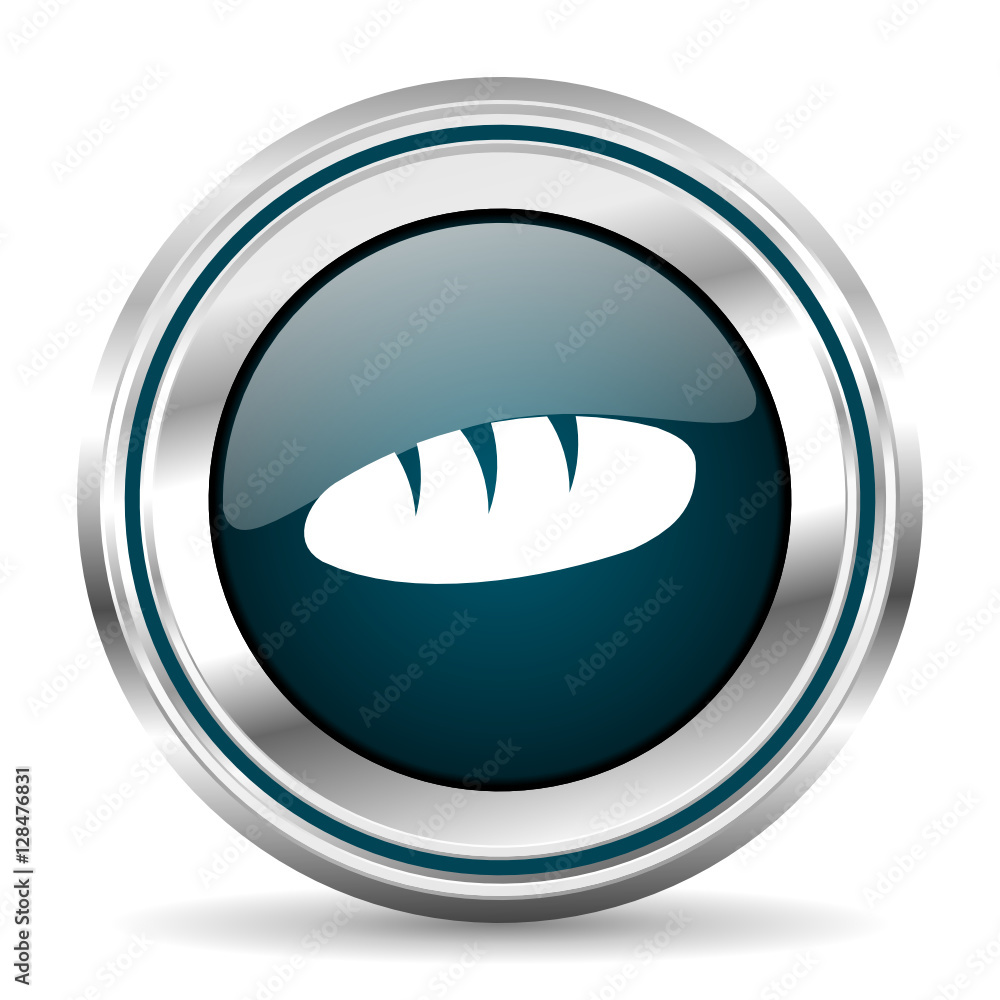 Aufkleber  vector icon. Chrome border round web button. Silver metallic pushbutton.