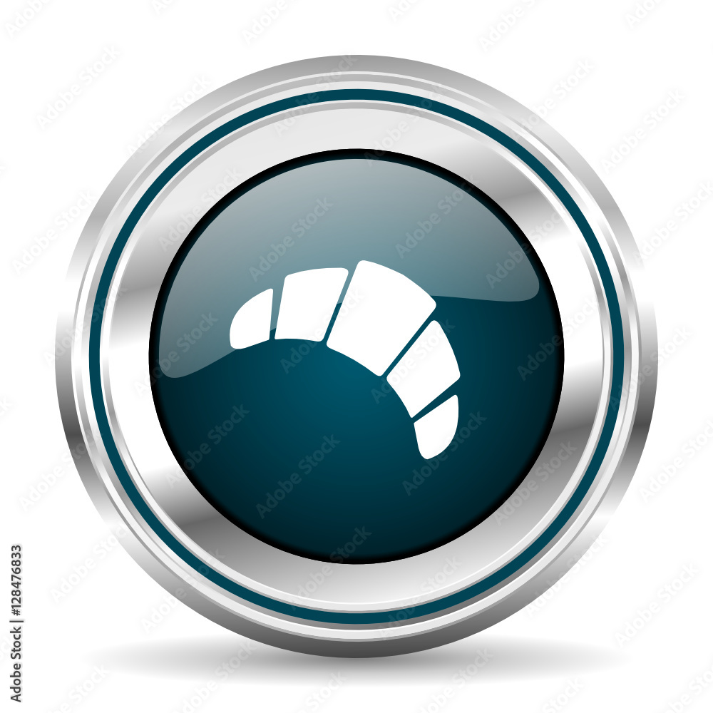 Aufkleber  vector icon. Chrome border round web button. Silver metallic pushbutton.