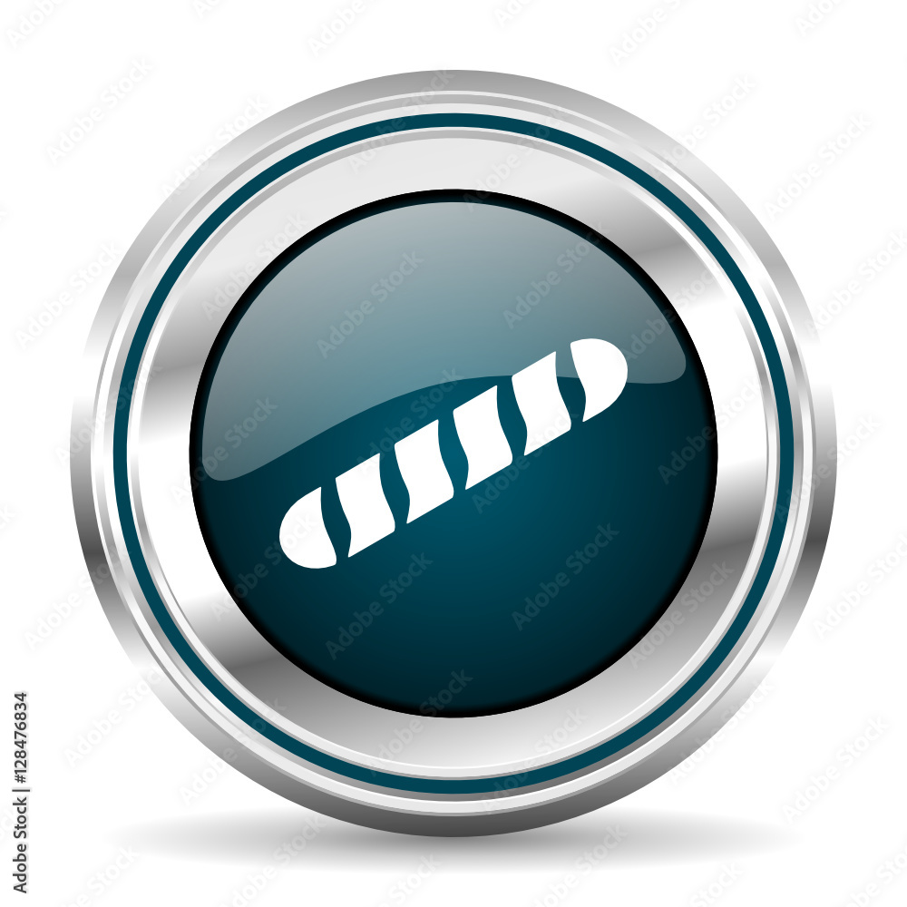 Aufkleber Vector icon. Chrome border round web button. Silver metallic pushbutton.