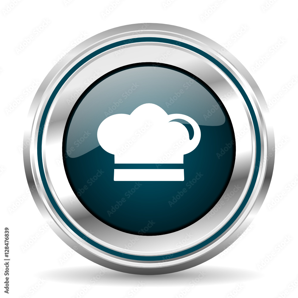 Aufkleber Vector icon. Chrome border round web button. Silver metallic pushbutton.