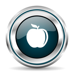  vector icon. Chrome border round web button. Silver metallic pushbutton.