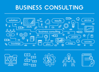 Naklejka premium Line concept web banner business consulting