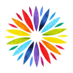 7 color of chakra mandala symbol concept, flower floral, watercolor painting hand drawn