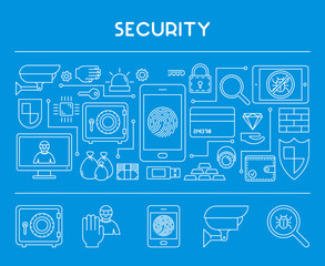Line design concept web banner for internet security.