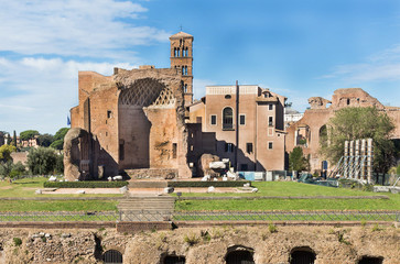 Roman forum ancient ruins in rome, Italy