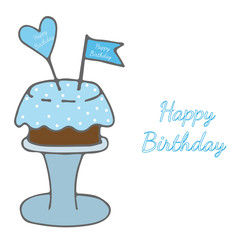 Cake for Happy Birthday with heart and flag with greeting text