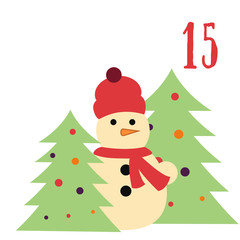 Christmas poster. Colorful Christmas Advent Calendar. Countdown to Christmas- 15