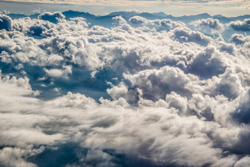 Fototapeta na wymiar Sky and clouds from a plane over Montenegro 