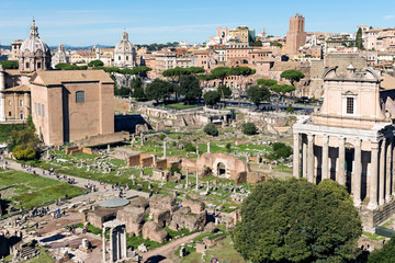 Roman forum ancient ruins in rome, Italy