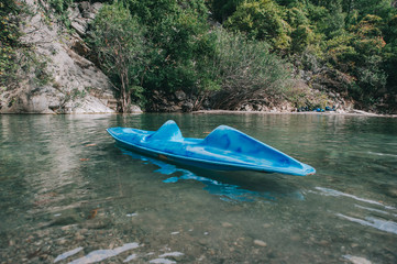 Lonely kayak in the canyon Goynuk