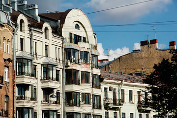 Residential house in the city of St. Petersburg. Type of house.