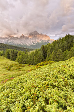 Dawn of Sesto Dolomites, Malga Nemes, South Tyrol, Italy