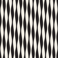 Vector Seamless Black and White Vertical Wavy Lines Pattern